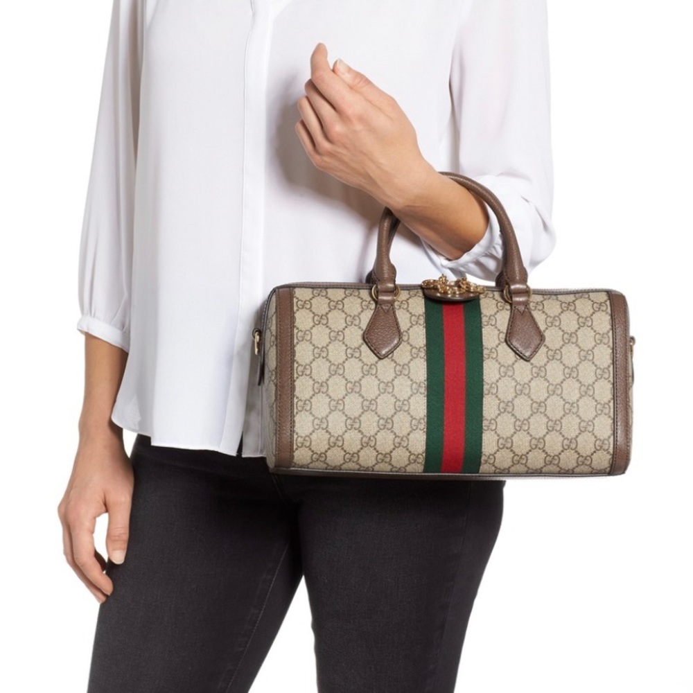 SOLD!✨NEW✨GUCCI✨GG GUCCISSIMA & LEATHER BOSTON BAG - Picture 6 of 16